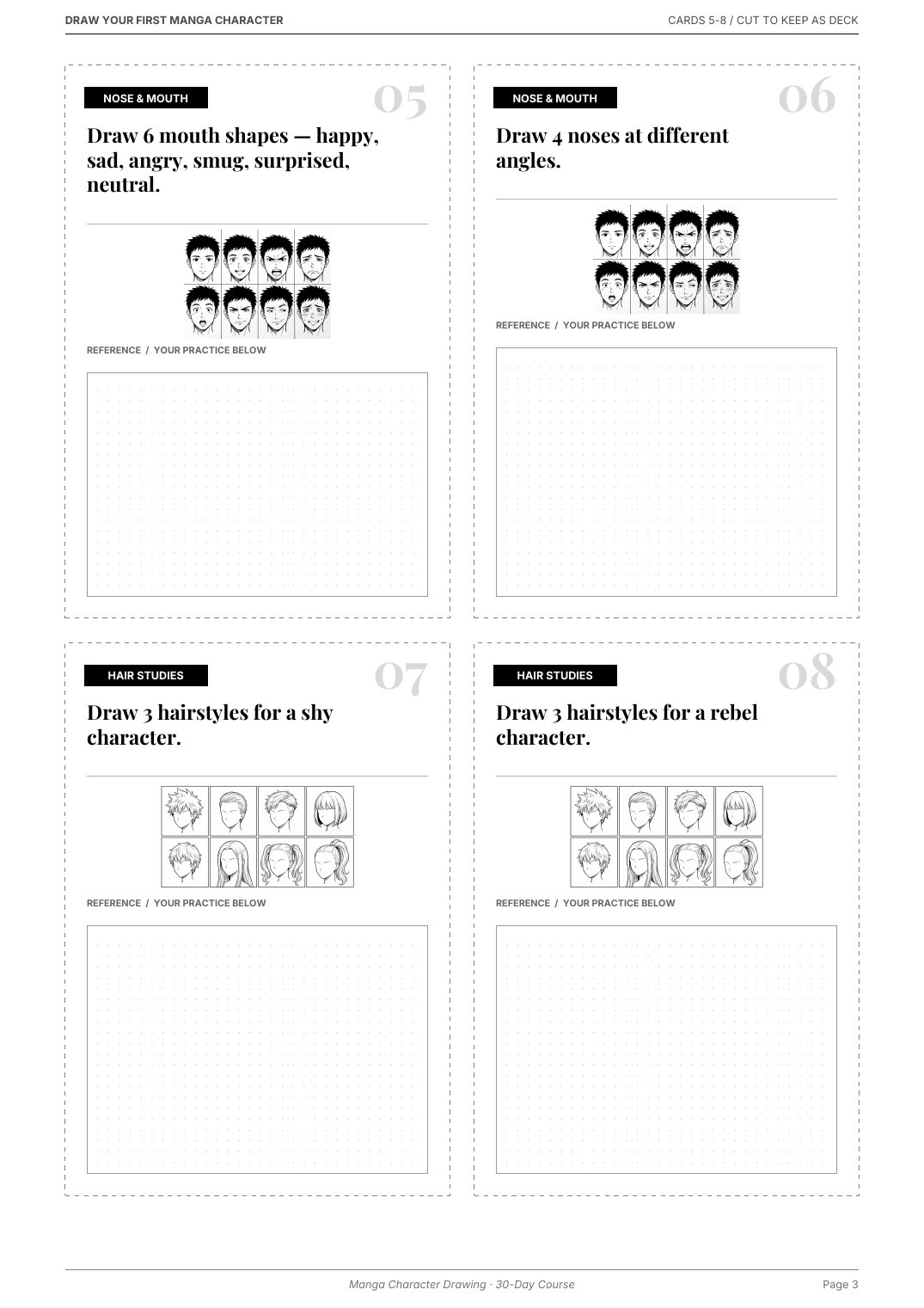 Draw Your First Manga Character — Practice Cards thumbnail