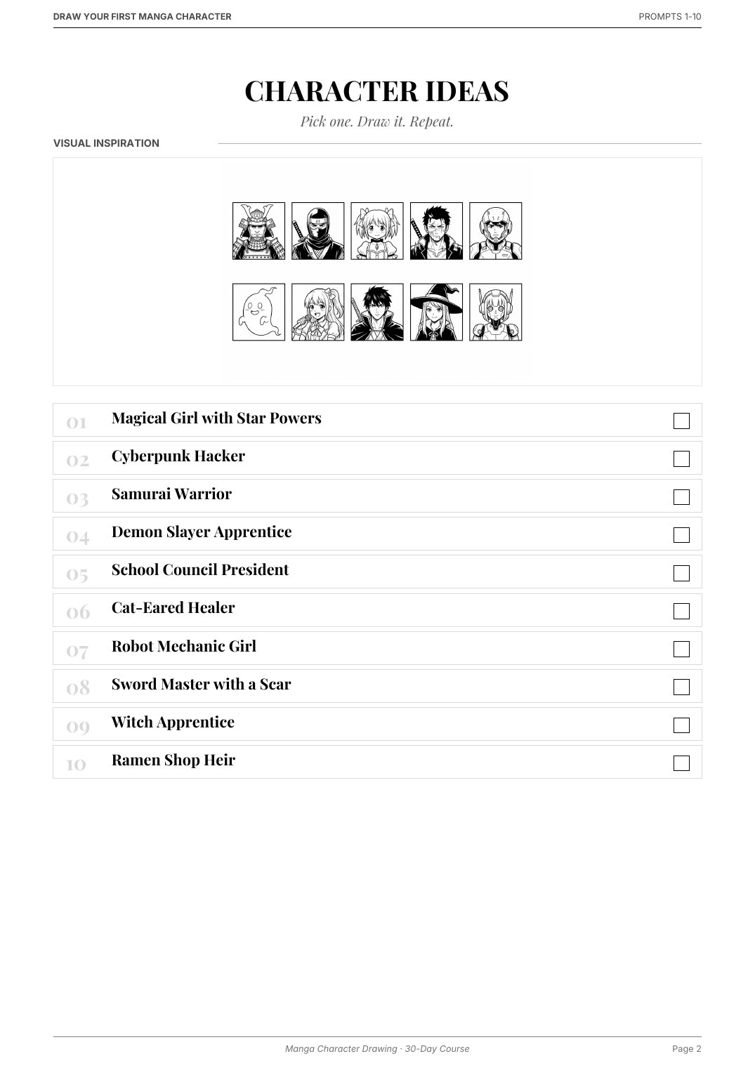 Draw Your First Manga Character — Bonus · 50 Character Ideas thumbnail